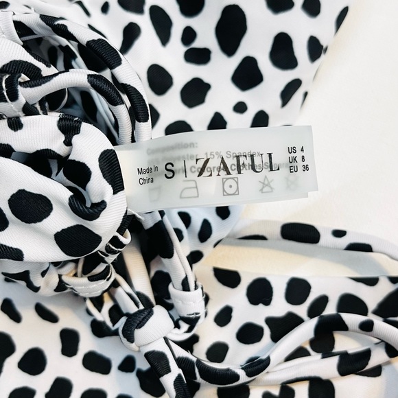 ZAFUL — BLACK & WHITE SPECKLED STRAPLESS BIKINI, BRAND NEW, SIZE US SMALL (US 4) - Picture 11 of 12